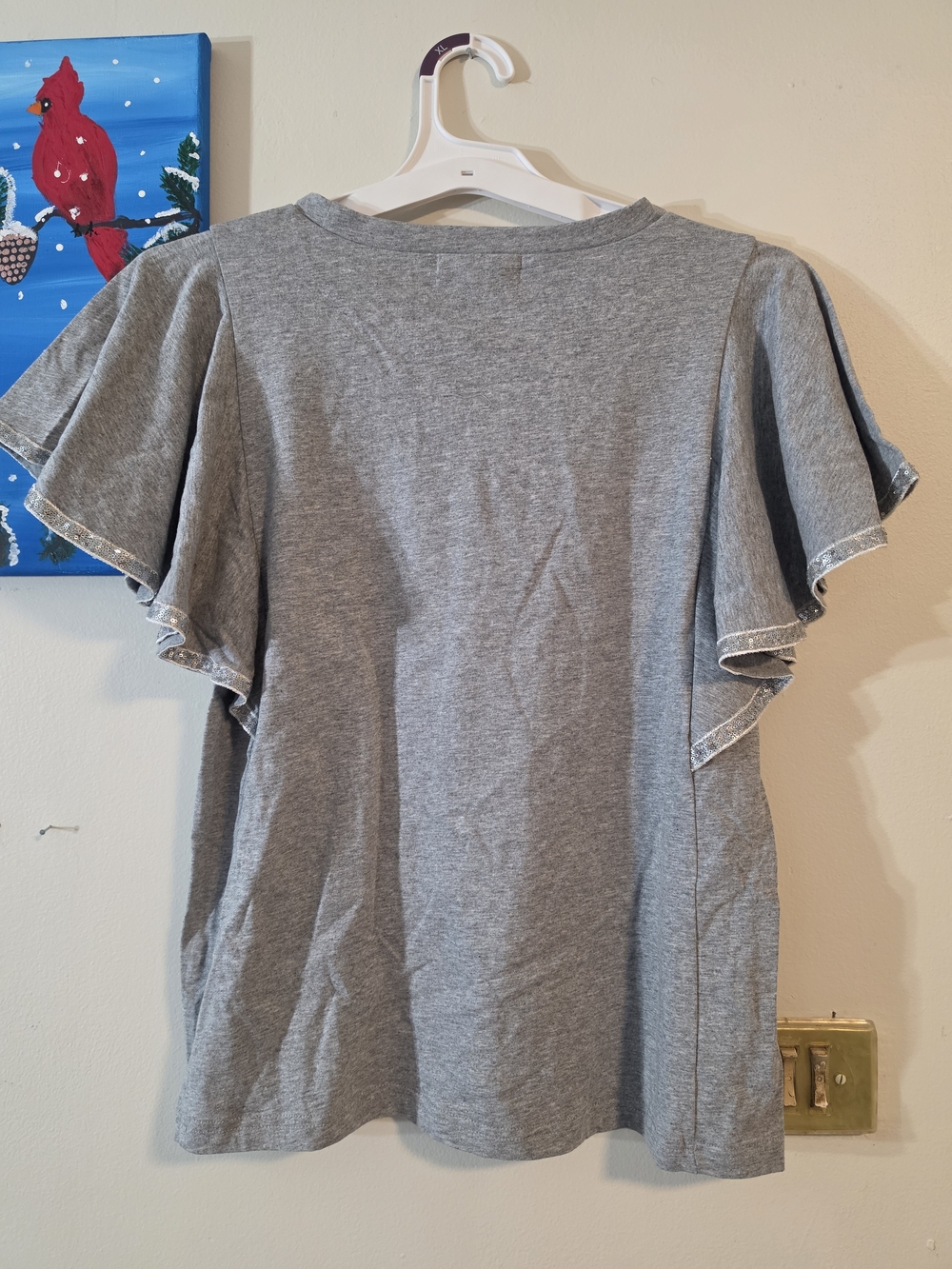 Ontwelfth Crew Neck Flutter Sleeve Top - Gray / Boutique - Picture 5 of 7